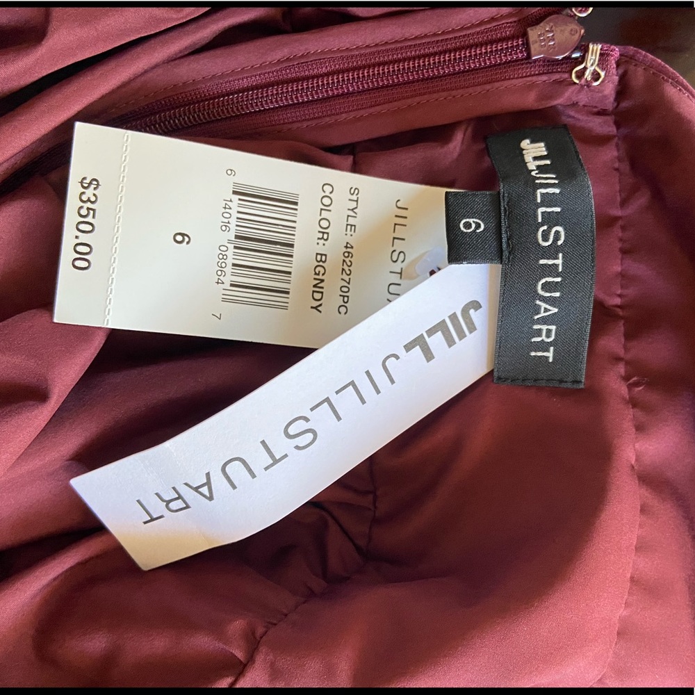 Burgundy Floral Pleated Gown - Picture 5 of 7
